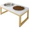Show in main carousel: Frisco Marble Print Stainless Steel Double Elevated Dog Bowl, Gold Stand, Medium: 3 cup slide 3 of 8