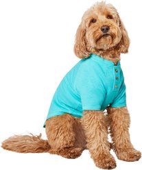 Frisco Marled Henley Dog & Cat T-Shirt, Turquoise, Large