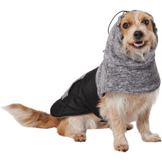 Frisco Medium Weight Quilted Dog Coat with brushed Fleece Snood, Black, Large slide 1 of 8