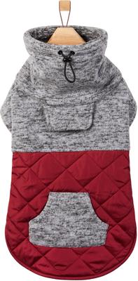 Show full view: Frisco Medium Weight Quilted Dog Coat with brushed Fleece Snood, Burgundy, Medium slide 3 of 10