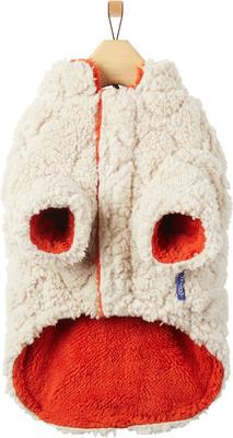 Show full view: Frisco Medium Weight Quilted Sherpa Dog & Cat Faux Zipper Coat, Cream, Medium slide 5 of 9