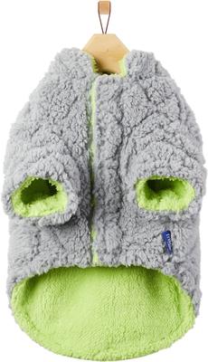 Show full view: Frisco Medium Weight Quilted Sherpa Dog & Cat Faux Zipper Coat, Gray, X-Large slide 4 of 8