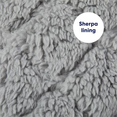 Show full view: Frisco Medium Weight Quilted Sherpa Dog & Cat Faux Zipper Coat, Gray, X-Large slide 5 of 8