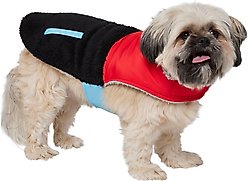 Frisco Medium Weight Retro Colorblock Mixed Media Dog & Cat Coat, Black, Medium
