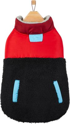 Show full view: Frisco Medium Weight Retro Colorblock Mixed Media Dog & Cat Coat, Black, Medium slide 4 of 10