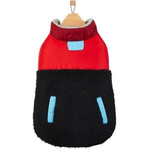Frisco Medium Weight Retro Colorblock Mixed Media Dog & Cat Coat, Black, Small
