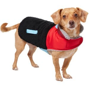 Frisco Medium Weight Retro Colorblock Mixed Media Dog & Cat Coat, Black, Small
