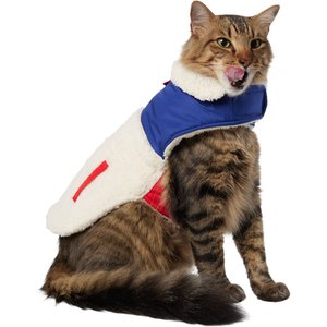 Frisco Medium Weight Retro Colorblock Mixed Media Dog & Cat Coat, Cream, Small