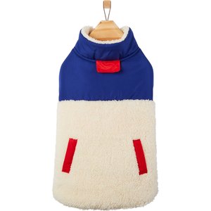 Frisco Medium Weight Retro Colorblock Mixed Media Dog & Cat Coat, Cream, Small