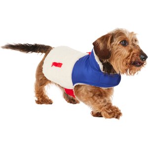 Frisco Medium Weight Retro Colorblock Mixed Media Dog & Cat Coat, Cream, Small
