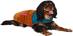 Frisco Medium Weight Retro Colorblock Mixed Media Dog & Cat Coat, Tan, Large
