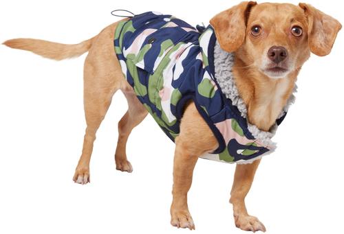 Show full view: Frisco Medium Weight Urban City Camo Printed Dog & Cat Hooded Coat, Small slide 3 of 10