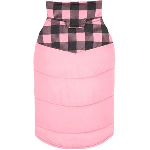 Frisco Mediumweight Boulder Plaid Insulated Dog & Cat Puffer Coat, Pink, X-Large