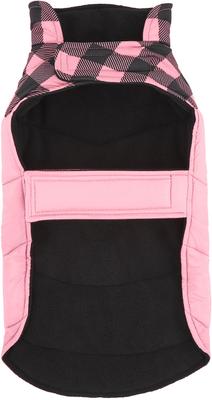 Show full view: Frisco Mediumweight Boulder Plaid Insulated Dog & Cat Puffer Coat, Pink, X-Large slide 6 of 11