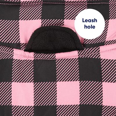 Show full view: Frisco Mediumweight Boulder Plaid Insulated Dog & Cat Puffer Coat, Pink, X-Large slide 7 of 11