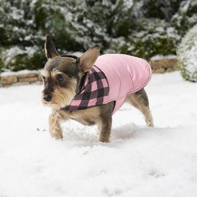 Show full view: Frisco Mediumweight Boulder Plaid Insulated Dog & Cat Puffer Coat, Pink, X-Large slide 8 of 11