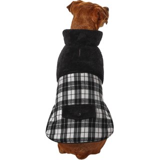 Frisco Mediumweight Plaid Faux Fur Dog & Cat Jacket, Gray, Medium slide 1 of 7