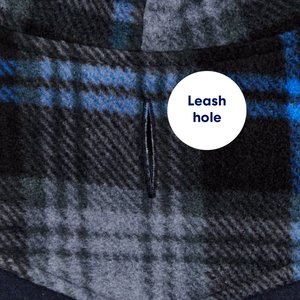 Frisco Mediumweight Plaid Hooded Insulated Dog & Cat Peacoat, Navy, Medium