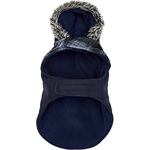 Frisco Mediumweight Plaid Hooded Insulated Dog & Cat Peacoat, Navy, XX-Large