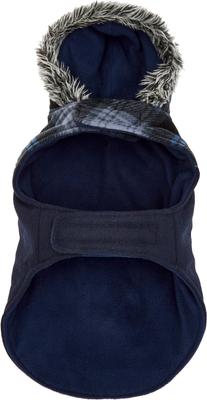 Show full view: Frisco Mediumweight Plaid Hooded Insulated Dog & Cat Peacoat, Navy, XX-Large slide 3 of 8