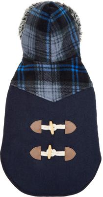 Show full view: Frisco Mediumweight Plaid Hooded Insulated Dog & Cat Peacoat, Navy, XX-Large slide 4 of 8