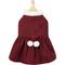 Show in main carousel: Frisco Mediumweight Pom Pom Bow Dog & Cat Peacoat Dress, Red, Large slide 3 of 9