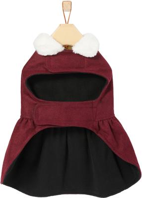 Show full view: Frisco Mediumweight Pom Pom Bow Dog & Cat Peacoat Dress, Red, Large slide 4 of 9