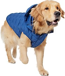 Frisco Mediumweight Quilted Dog & Cat Puffer with Removable Hood, Blue, XX-Large