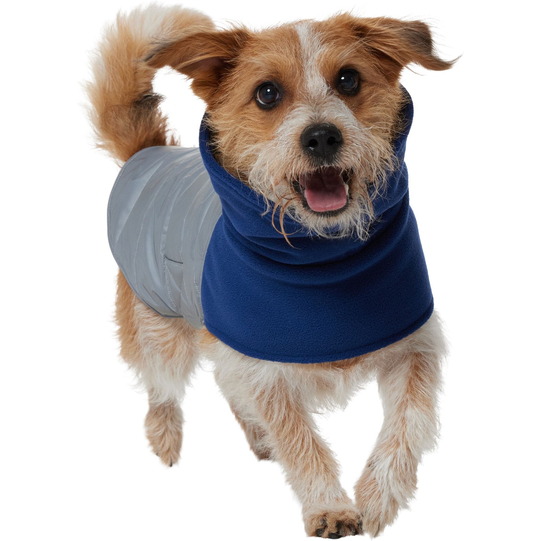 Frisco Mediumweight Reflective Fleece Lined Quilted Dog & Cat Coat, Gray, Large