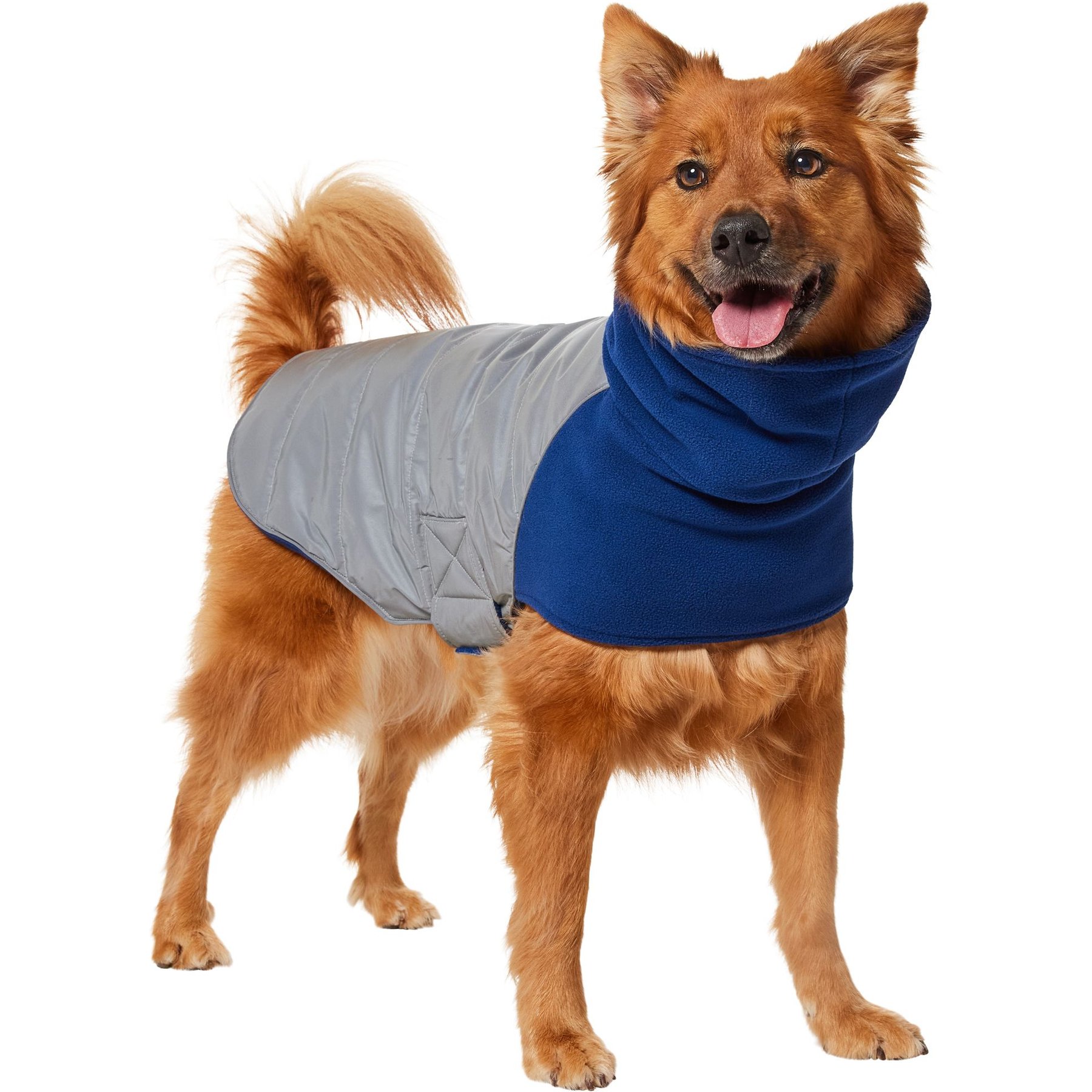 Frisco Mediumweight Reflective Fleece Lined Quilted Dog & Cat Coat, Gray, X-Large