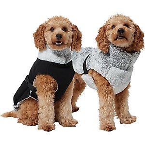 Frisco Mediumweight Reversible Two-Tone Fleece & Sherpa Dog & Cat Vest, Black, Medium