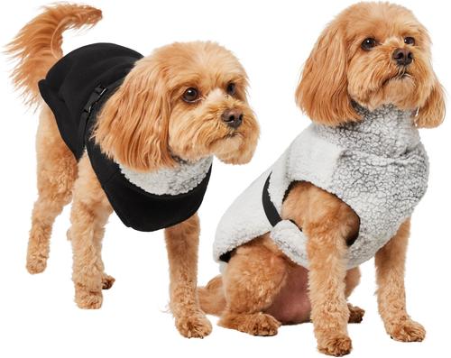 Show full view: Frisco Mediumweight Reversible Two-Tone Fleece & Sherpa Dog & Cat Vest, Black, Small slide 2 of 11
