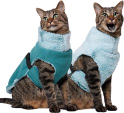 Frisco Mediumweight Reversible Two-Tone Fleece & Sherpa Dog & Cat Vest, Teal, Small