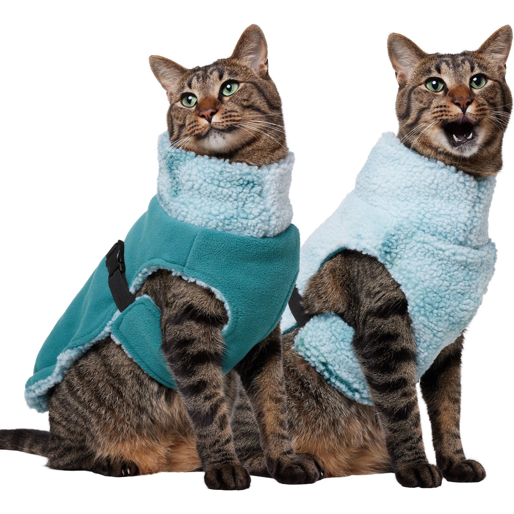Frisco Mediumweight Reversible Two-Tone Fleece & Sherpa Dog & Cat Vest, Teal, Small
