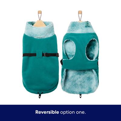 Show full view: Frisco Mediumweight Reversible Two-Tone Fleece & Sherpa Dog & Cat Vest, Teal, X-Large slide 3 of 10