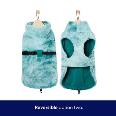 Show full view: Frisco Mediumweight Reversible Two-Tone Fleece & Sherpa Dog & Cat Vest, Teal, X-Large slide 4 of 10