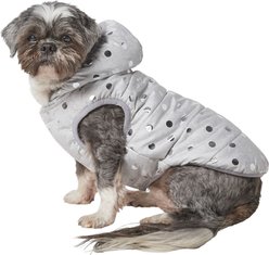 Frisco Mediumweight Silver Polka Dotted Insulated Dog & Cat Coat, Gray, Large slide 1 of 6