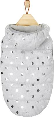 Show full view: Frisco Mediumweight Silver Polka Dotted Insulated Dog & Cat Coat, Gray, Large slide 3 of 7