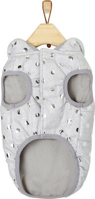 Show full view: Frisco Mediumweight Silver Polka Dotted Insulated Dog & Cat Coat, Gray, Large slide 4 of 7