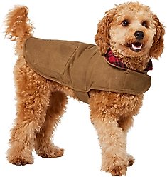 Frisco Mediumweight Waxed Canvas Dog & Cat Flannel Lined Coat, Tan, Medium