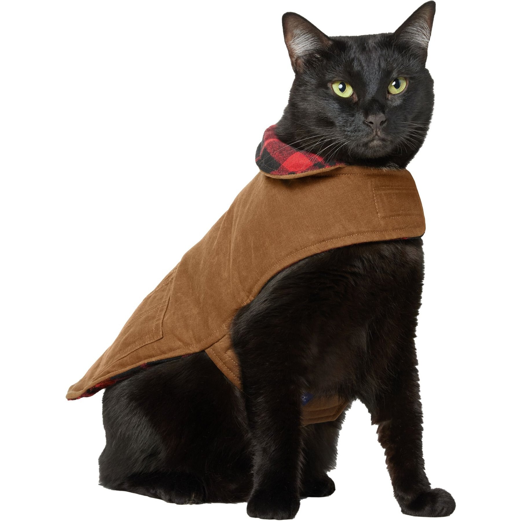 Frisco Mediumweight Waxed Canvas Dog & Cat Flannel Lined Coat, Tan, Small