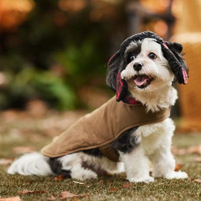 Show full view: Frisco Mediumweight Waxed Canvas Dog & Cat Flannel Lined Coat, Tan, Small slide 9 of 13