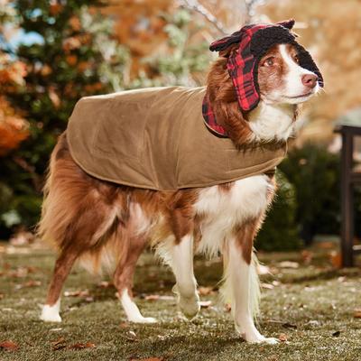 Show full view: Frisco Mediumweight Waxed Canvas Dog & Cat Flannel Lined Coat, Tan, XX-Large slide 7 of 11