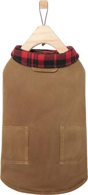 Show full view: Frisco Mediumweight Waxed Canvas Dog & Cat Flannel Lined Coat, Tan, XX-Large slide 3 of 11