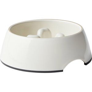 Frisco Melamine Slow Feed Dog & Cat Bowl with Gold Trim, Cream, Small: 1.5 cup