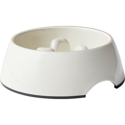 Frisco Frisco Melamine Slow Feed Dog & Cat Bowl with Gold Trim, Cream, Small: 1.5 cup