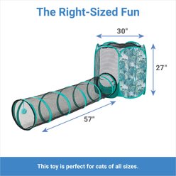Frisco Mesh Outdoor Pop-up Cat Hexagon Playpen & Tunnel, Leaf, 30-in L x 27-in H slide 2 of 8