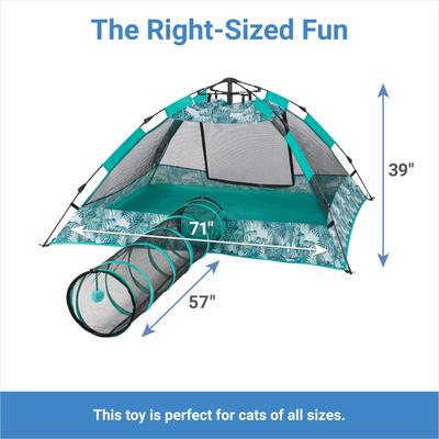 Show full view: Frisco Mesh Outdoor Pop-up Cat Playpen Tent & Tunnel, Leaf, 71-in L x 39-in H slide 2 of 10