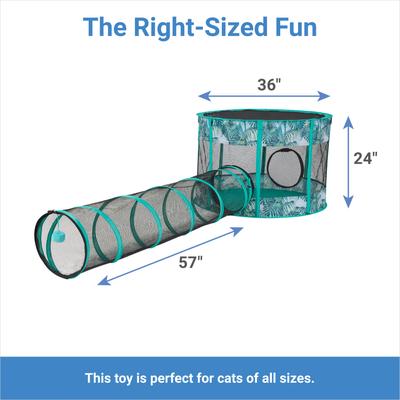 Show full view: Frisco Mesh Outdoor Pop-up Cat Round Playpen & Tunnel, Leaf, 36-in L x 24-in H slide 2 of 9