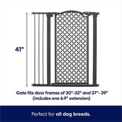 Show full view: Frisco Metal Pattern Extra Tall Auto-close Dog Gate, 41-in, Black slide 3 of 9